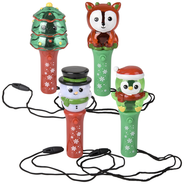LIGHT UP CHRISTMAS MINI SPINNING WAND NECKLACES 4.5"