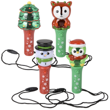 LIGHT UP CHRISTMAS MINI SPINNING WAND NECKLACES 4.5