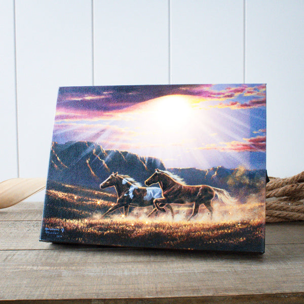 Wild Horses 8x6 Lighted Tabletop Canvas