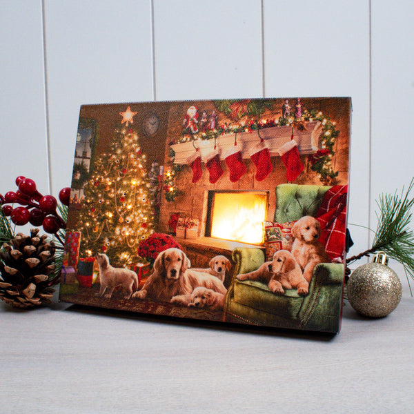Golden Christmas 8x6 Lighted Tabletop Canvas