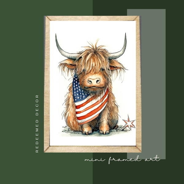 Highland USA Vertical Framed Canvas Mini Art
